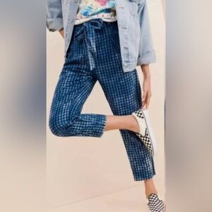 MAEVE AVRYL BLEACHED BLUE CHECKERED PANTS